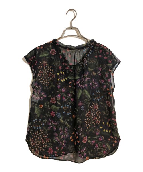 ANAYI（アナイ）ANAYI (アナイ) ボタニカルプリントボウタイシアーブラウス ブラック サイズ:38の古着・服飾アイテム