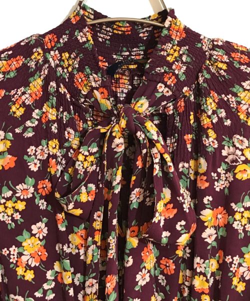 POLO RALPH LAUREN（ポロ・ラルフローレン）POLO RALPH LAUREN (ポロ・ラルフローレン) Tie Neck Floral Silk Dress/タイネックフローラルシルクドレス レッド サイズ:ＸＳの古着・服飾アイテム