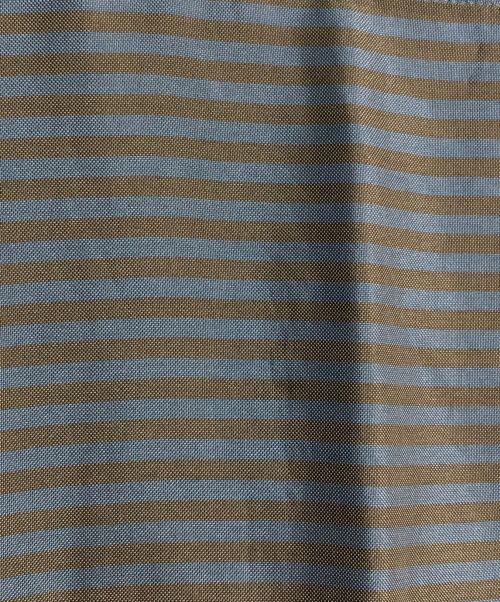 MARGARET HOWELL（マーガレットハウエル）MARGARET HOWELL (マーガレットハウエル) シルクコットンノースリーブボーダーワンピース ブルー サイズ:Ⅱの古着・服飾アイテム