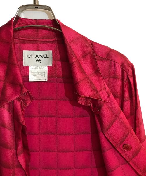 CHANEL（シャネル）CHANEL (シャネル) チョコバー 長袖シルクシャツワンピース ピンク サイズ:40の古着・服飾アイテム