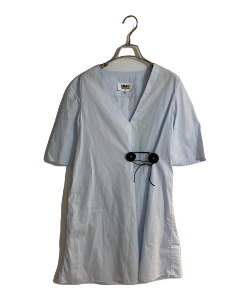 MM6 Maison Margiela（エムエムシックスメゾンマルジェラ）MM6 Maison Margiela (エムエムシックスメゾンマルジェラ) 深Vネック チュニック ブルー サイズ:38の古着・服飾アイテム
