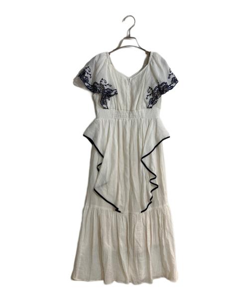HER LIP TO（ハーリップトゥ）Her lip to (ハーリップトゥ) Cutwork Embroidery Angel Sleeve Dress ホワイト×ネイビー サイズ:Sの古着・服飾アイテム