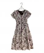 HER LIP TOハーリップトゥ）の古着「Watercolor Floral Tiered Dress」｜ホワイト×パープル
