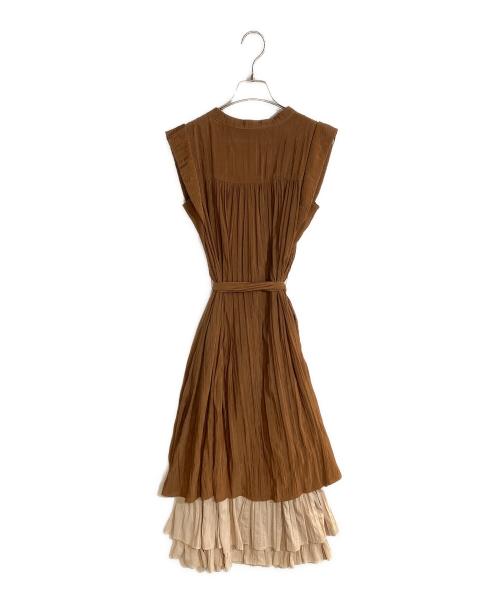 HER LIP TO（ハーリップトゥ）Her lip to (ハーリップトゥ) Two-Tone Midsummer Dress/ツートンカラーミッドサマードレス ブラウン×ベージュ サイズ:Sの古着・服飾アイテム