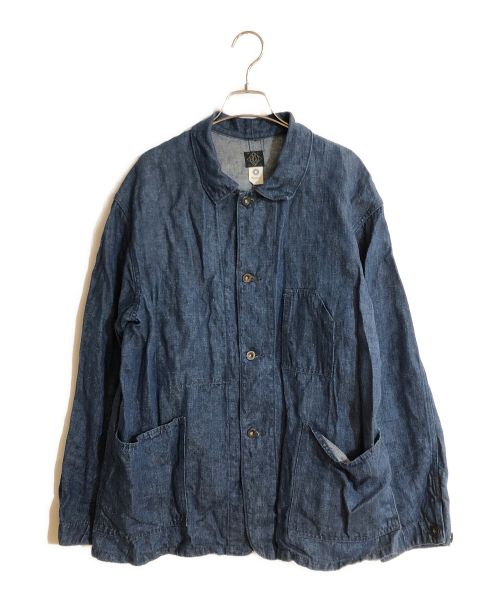 POST O'ALLS（ポストオーバーオールズ）POST O'ALLS (ポストオーバーオールズ) SHIPS (シップス) 3 Poket Jacket / Linen Indigo Denim／リネンインディゴデニム ネイビー サイズ:Lの古着・服飾アイテム