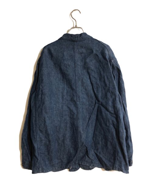 POST O'ALLS（ポストオーバーオールズ）POST O'ALLS (ポストオーバーオールズ) SHIPS (シップス) 3 Poket Jacket / Linen Indigo Denim／リネンインディゴデニム ネイビー サイズ:Lの古着・服飾アイテム
