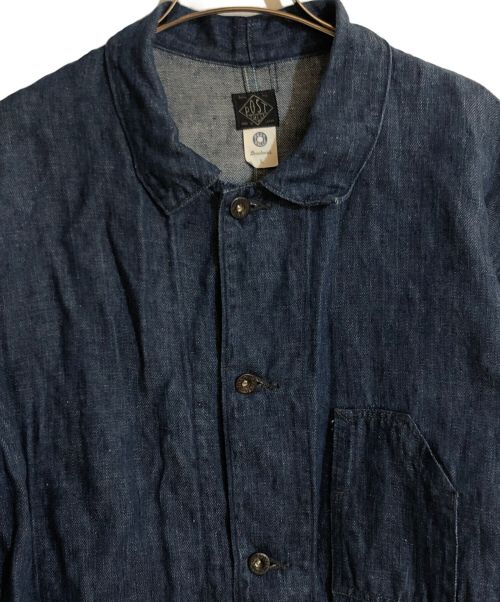 POST O'ALLS（ポストオーバーオールズ）POST O'ALLS (ポストオーバーオールズ) SHIPS (シップス) 3 Poket Jacket / Linen Indigo Denim／リネンインディゴデニム ネイビー サイズ:Lの古着・服飾アイテム