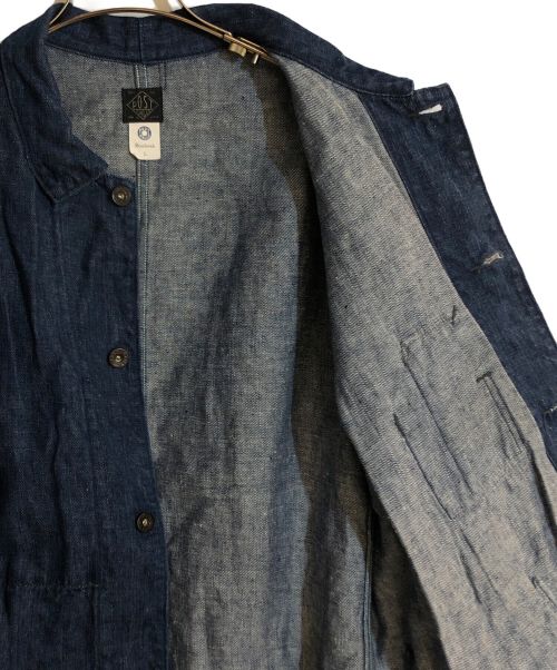 POST O'ALLS（ポストオーバーオールズ）POST O'ALLS (ポストオーバーオールズ) SHIPS (シップス) 3 Poket Jacket / Linen Indigo Denim／リネンインディゴデニム ネイビー サイズ:Lの古着・服飾アイテム