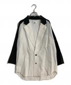 GANRYUガンリュウ）の古着「バイカラー ラペル付きシャツ」｜ブラック×アイボリー