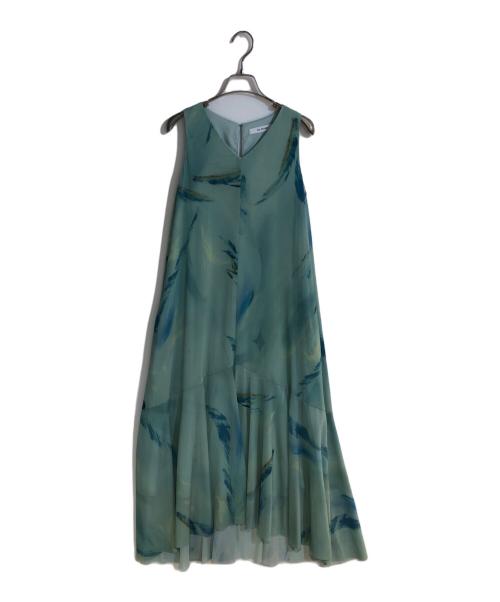 JILL STUART（ジルスチュアート）JILL STUART (ジルスチュアート) <saya mimuraコラボ>アートプリントチュールワンピース グリーン サイズ:2の古着・服飾アイテム