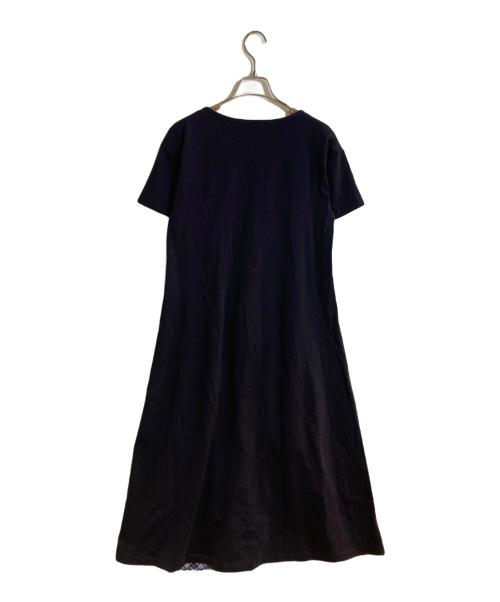 BLUE LABEL CRESTBRIDGE（ブルーレーベルクレストブリッジ）BLUE LABEL CRESTBRIDGE (ブルーレーベルクレストブリッジ) チェック切替 フレアワンピース ネイビー サイズ:38の古着・服飾アイテム