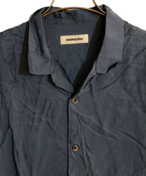 MONKEY TIME（モンキータイム）MONKEY TIME (モンキータイム) フィブリル キュプラ ツイル オープンカラー シャツ ブルー サイズ:XLの古着・服飾アイテム