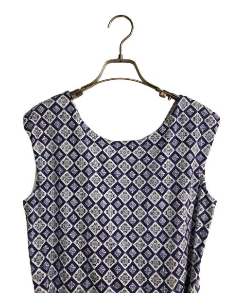 WEEKEND Max Mara（ウィークエンド マックスマーラ）Weekend Max Mara (ウィークエンド マックスマーラ) 総柄ノースリーブワンピース ブルー サイズ:Lの古着・服飾アイテム
