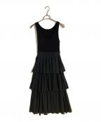 JILL STUARTジルスチュアート）の古着「コットンエンブロイダリーニットドッキングドレス」｜ブラック