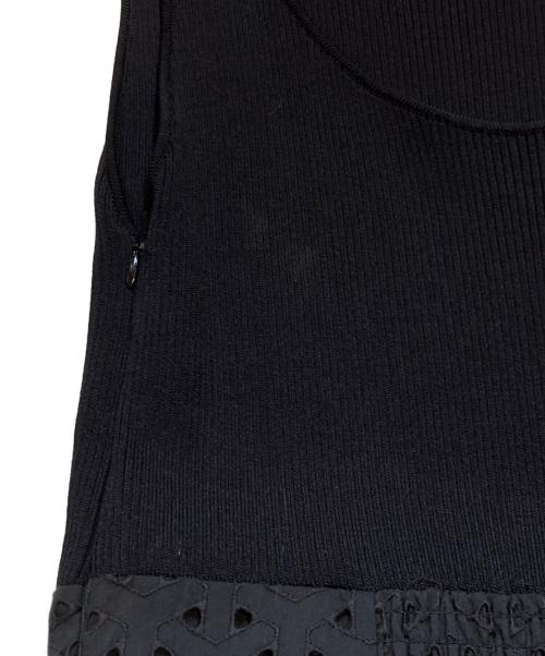 JILL STUART（ジルスチュアート）JILL STUART (ジルスチュアート) コットンエンブロイダリーニットドッキングドレス ブラックの古着・服飾アイテム