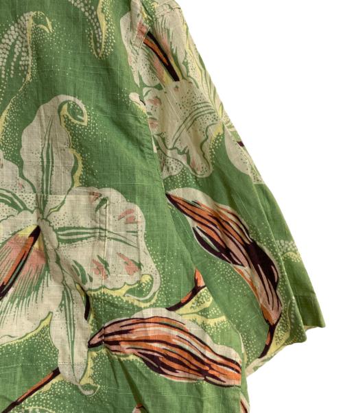 Sun Surf（サンサーフ）Sun Surf (サンサーフ) 「Cattleya Orchid/カトレアオーキッド」 プルオーバーB/Dコットンアロハシャツ グリーン サイズ:Lの古着・服飾アイテム