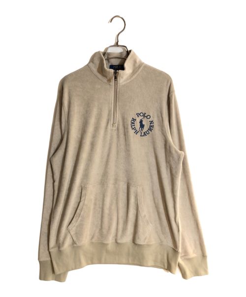 POLO RALPH LAUREN（ポロ・ラルフローレン）POLO RALPH LAUREN (ポロ・ラルフローレン) パイル地ハーフジップスウェット ベージュ サイズ:Mの古着・服飾アイテム