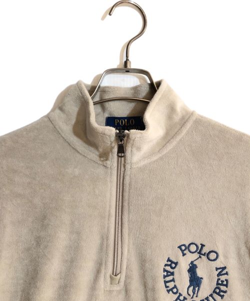 POLO RALPH LAUREN（ポロ・ラルフローレン）POLO RALPH LAUREN (ポロ・ラルフローレン) パイル地ハーフジップスウェット ベージュ サイズ:Mの古着・服飾アイテム