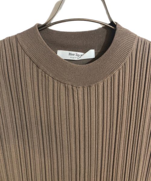 HER LIP TO（ハーリップトゥ）HER LIP TO (ハーリップトゥ) RUFFLED TWO-TONE KNIT DRESS ブラウン サイズ:Mの古着・服飾アイテム