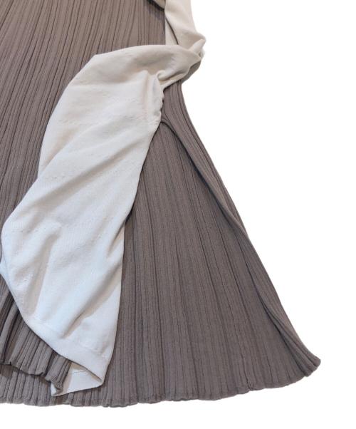 HER LIP TO（ハーリップトゥ）HER LIP TO (ハーリップトゥ) RUFFLED TWO-TONE KNIT DRESS ブラウン サイズ:Mの古着・服飾アイテム