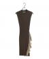HER LIP TO（ハーリップトゥ）の古着「RUFFLED TWO-TONE KNIT DRESS」｜ブラウン