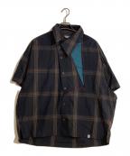 kolor/BEACONカラービーコン）の古着「CHECK SHIRT A-Beige Plaid/チェックシャツベージュプレイド」｜ネイビー