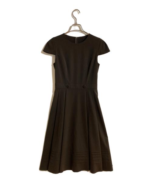 FOXEY NEWYORK（フォクシーニューヨーク）FOXEY NEWYORK (フォクシーニューヨーク) キャップスリーブ ストレッチワンピース ブラウン サイズ:40の古着・服飾アイテム