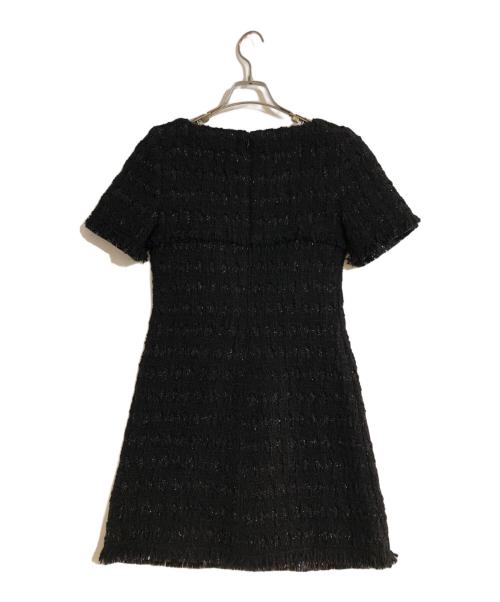 TORY BURCH（トリーバーチ）TORY BURCH (トリーバーチ) ツイード スクエアネック ドレス ブラック サイズ:2の古着・服飾アイテム