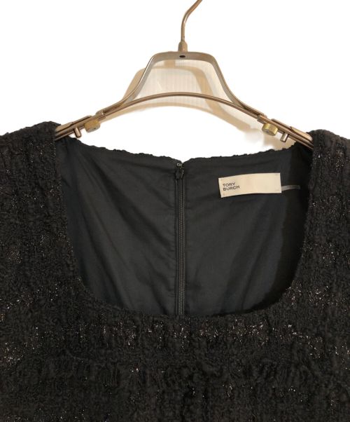 TORY BURCH（トリーバーチ）TORY BURCH (トリーバーチ) ツイード スクエアネック ドレス ブラック サイズ:2の古着・服飾アイテム