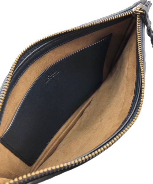 POLO RALPH LAUREN（ポロ・ラルフローレン）POLO RALPH LAUREN (ポロ・ラルフローレン) ウーブンレザーエンベローブクラッチ ブルーの古着・服飾アイテム