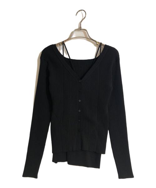 FRAY ID（フレイ アイディー）FRAY ID (フレイ アイディー) リブガーデ&ニットキャミアンサンブル ブラック サイズ:Freeの古着・服飾アイテム