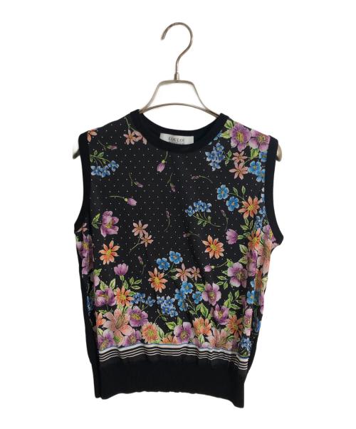 Loulou Willoughby（ルルウィルビー）Loulou Willoughby (ルルウィルビー) ハンカチーフフラワー アンサンブルカーディガン ブラック サイズ:2の古着・服飾アイテム