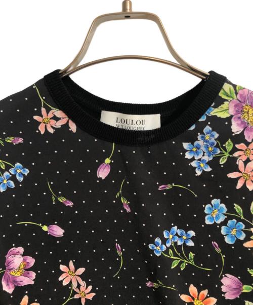 Loulou Willoughby（ルルウィルビー）Loulou Willoughby (ルルウィルビー) ハンカチーフフラワー アンサンブルカーディガン ブラック サイズ:2の古着・服飾アイテム