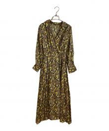 Ample（アンプル）の古着「フラワープリントカシュクールワンピース」｜イエロー