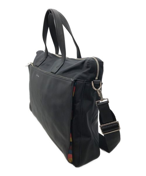 PAUL SMITH（ポールスミス）Paul Smith (ポールスミス) ナイロンブライトストライプトリム 2WAYビジネスバッグ ブラックの古着・服飾アイテム
