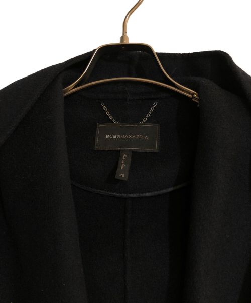 BCBG MAX AZRIA（ビーシービージーマックスアズリア）BCBG MAX AZRIA (ビーシービージーマックスアズリア) ウールダブルフェイスフーデッドコート ネイビー サイズ:XSの古着・服飾アイテム