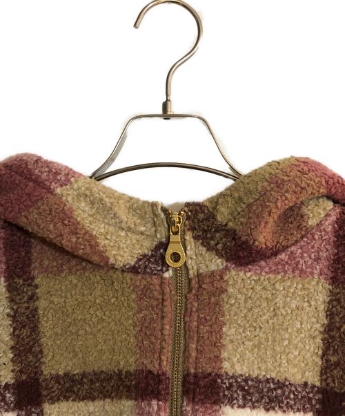 BLUE LABEL CRESTBRIDGE（ブルーレーベルクレストブリッジ）BLUE LABEL CRESTBRIDGE (ブルーレーベルクレストブリッジ) ブルーレーベルチェック ボアジップパーカー ピンク サイズ:38の古着・服飾アイテム