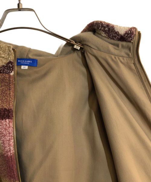 BLUE LABEL CRESTBRIDGE（ブルーレーベルクレストブリッジ）BLUE LABEL CRESTBRIDGE (ブルーレーベルクレストブリッジ) ブルーレーベルチェック ボアジップパーカー ピンク サイズ:38の古着・服飾アイテム