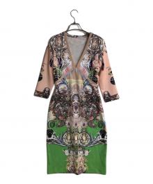 ROBERTO CAVALLI（ロベルトカヴァリ）の古着「タイガーパーツ プリントドレス」｜ピンク×グリーン