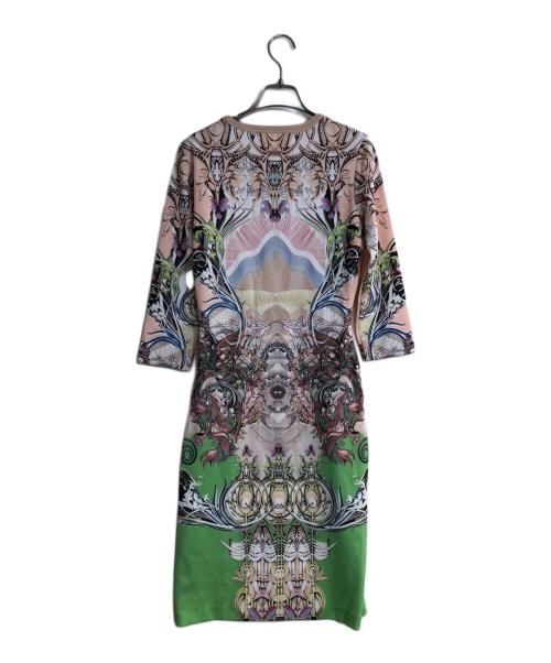 ROBERTO CAVALLI（ロベルトカヴァリ）ROBERTO CAVALLI (ロベルトカヴァリ) タイガーパーツ プリントドレス ピンク×グリーン サイズ:38の古着・服飾アイテム