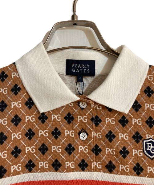 PEARLY GATES（パーリーゲイツ）PEARLY GATES (パーリーゲイツ) PG柄ポロシャツ ブラウン サイズ:1 未使用品の古着・服飾アイテム