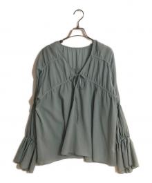 JILL STUART（ジルスチュアート）の古着「カラークレープ楊柳ブラウス」｜グリーン