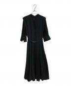 Snidelスナイデル）の古着「タックジョーゼットフレアワンピース」｜ネイビー