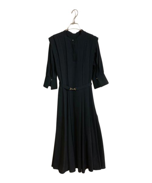 Snidel（スナイデル）SNIDEL (スナイデル) タックジョーゼットフレアワンピース ネイビーの古着・服飾アイテム