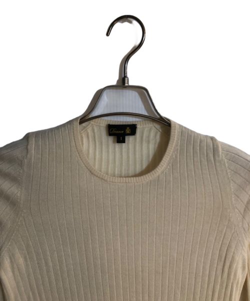 DRAWER（ドゥロワー）Drawer (ドゥロワー) 18Gカシミヤシルクリブクルーネックニット ホワイト サイズ:１の古着・服飾アイテム
