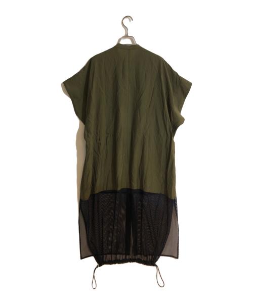 UN3D.（アンスリード）UN3D. (アンスリード) メッシュドッキングシャツ グリーン×ネイビー サイズ:Fの古着・服飾アイテム