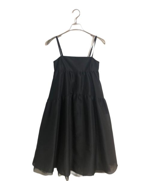 Jolie mignon（ジョリ―ミニョン）jolie mignon (ジョリ―ミニョン) スパンオーガンジー ふんわりキャミドレス ブラック サイズ:36の古着・服飾アイテム