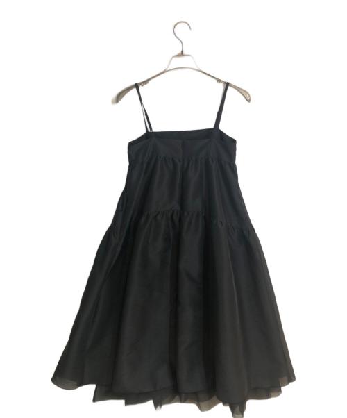 Jolie mignon（ジョリ―ミニョン）jolie mignon (ジョリ―ミニョン) スパンオーガンジー ふんわりキャミドレス ブラック サイズ:36の古着・服飾アイテム