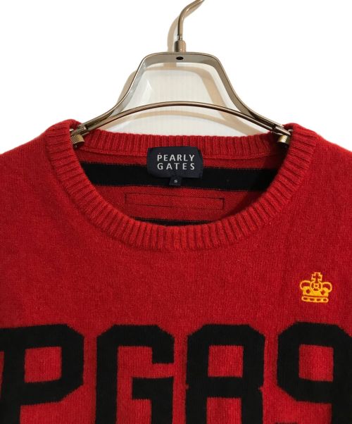 PEARLY GATES（パーリーゲイツ）PEARLY GATES (パーリーゲイツ) ウールカシミヤ ロゴニット レッド サイズ:5の古着・服飾アイテム