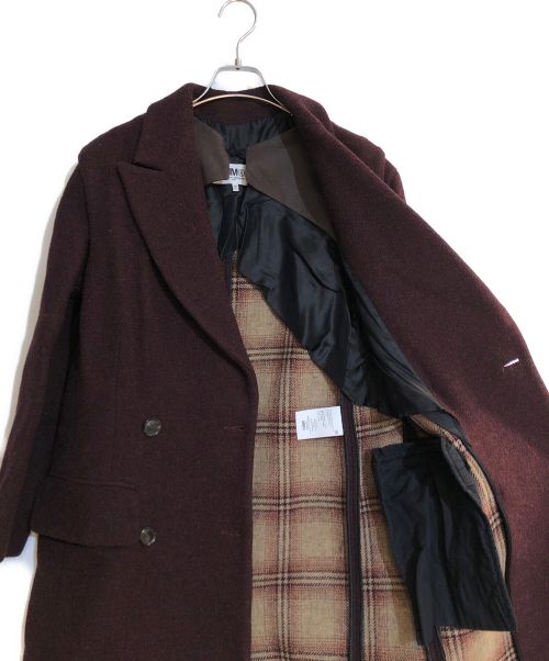 MM6 Maison Margiela（エムエムシックスメゾンマルジェラ）MM6 Maison Margiela (エムエムシックス メゾンマルジェラ) ディタッチャブルスリーブチェスターコート ボルドー サイズ:36の古着・服飾アイテム